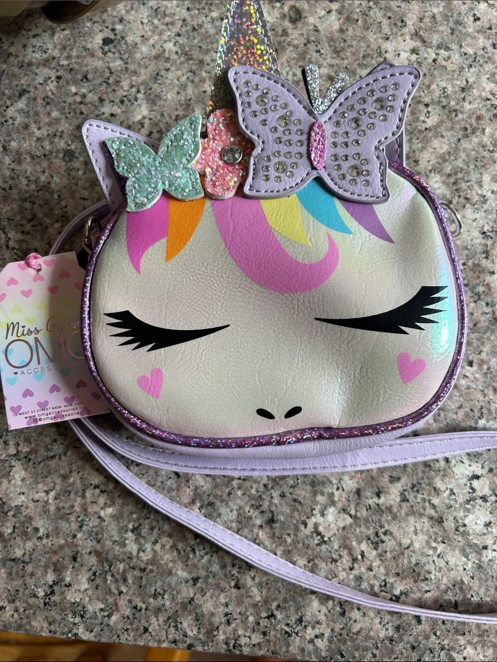 Miss Gwen’s OMG Lilac Unicorn Crossbody Bag for Kids